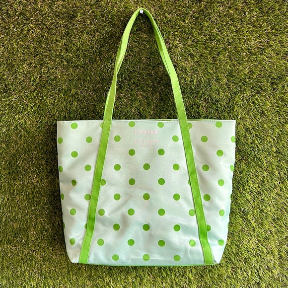 Kate Spade x Clinique 2 Piece Polka Dot Set Tote Bag Makeup Bag - Picture 3 of 11